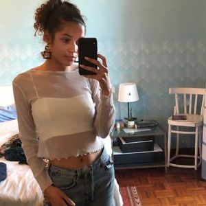 Brandy Melville white mesh top